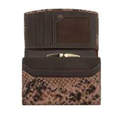 Damski portfel ze skóry lizard z kieszenią na bigiel średni, brązowo-beżowy, 19-1-001-4, Zdjęcie 1