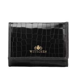Women's small animal-print leather wallet, black-gold, 15-1-071-11, Photo 1