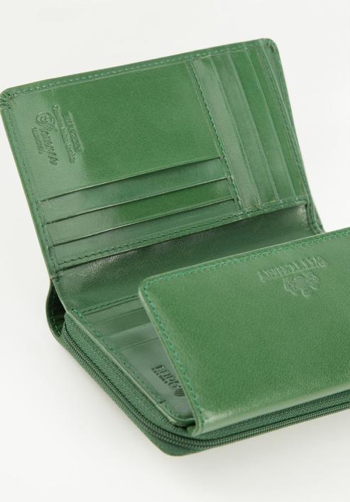 Damski portfel ze skóry poziomy, zielony, 14-1-049-L0, Zdjęcie 6