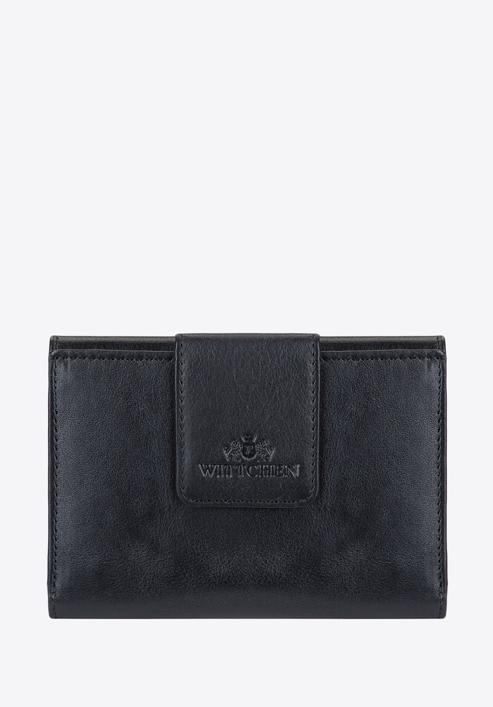 Damski portfel ze skóry z elegancką napą, czarny, 14-1-048-LB, Zdjęcie 1