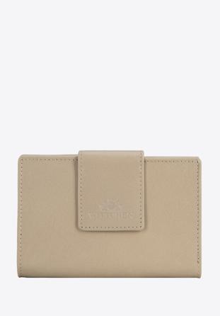 Damski portfel ze skóry z elegancką napą, beżowy, 14-1-048-LB, Zdjęcie 1