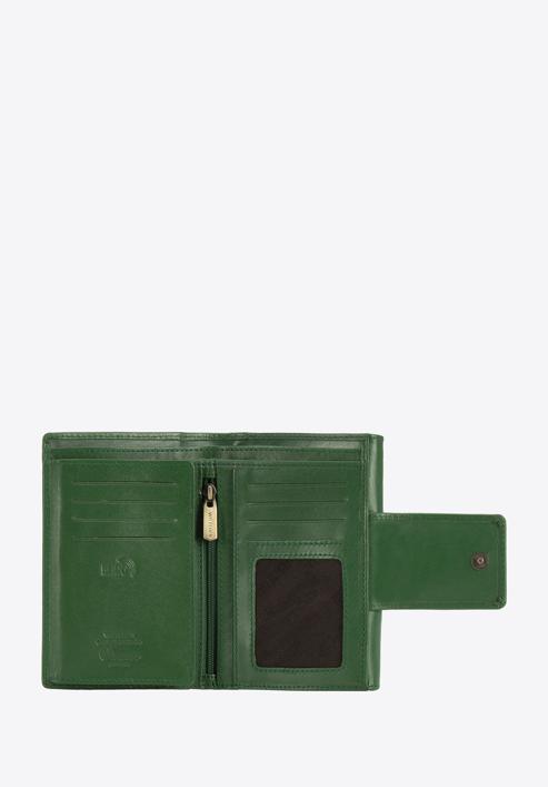 Damski portfel ze skóry z elegancką napą, zielony, 14-1-048-L91, Zdjęcie 2