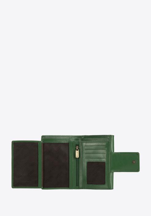 Damski portfel ze skóry z elegancką napą, zielony, 14-1-048-L5, Zdjęcie 3