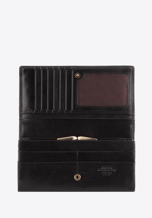 Damski portfel ze skóry z herbem duży, czarny, 10-1-075-3, Zdjęcie 2