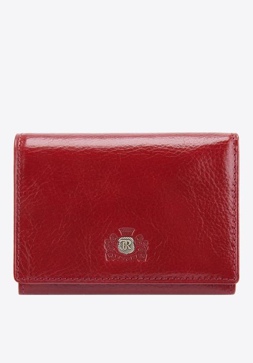 Damski portfel ze skóry z herbem na zatrzask, czerwony, 22-1-071-3, Zdjęcie 1