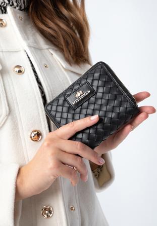 Women's small leather wallet, black, 97-1E-504-1, Photo 1