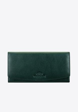 Damski skórzany portfel na zatrzask, zielony, 21-1-234-ZL, Zdjęcie 1
