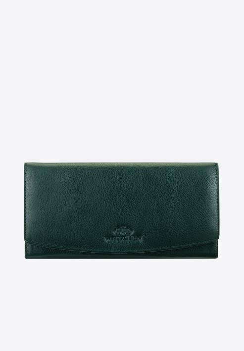 Damski skórzany portfel na zatrzask, zielony, 21-1-234-1L, Zdjęcie 1