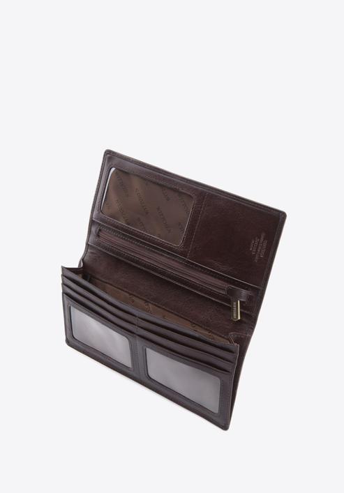Damski skórzany portfel z herbem pionowy, brązowy, 10-1-335-4, Zdjęcie 4