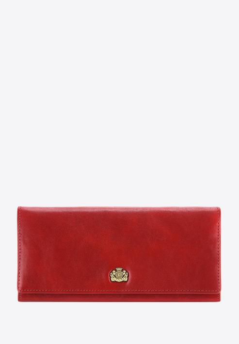 Damski skórzany portfel z herbem poziomy, czerwony, 10-1-333-1, Zdjęcie 1