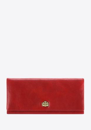 Damski skórzany portfel z herbem poziomy, czerwony, 10-1-333-3, Zdjęcie 1