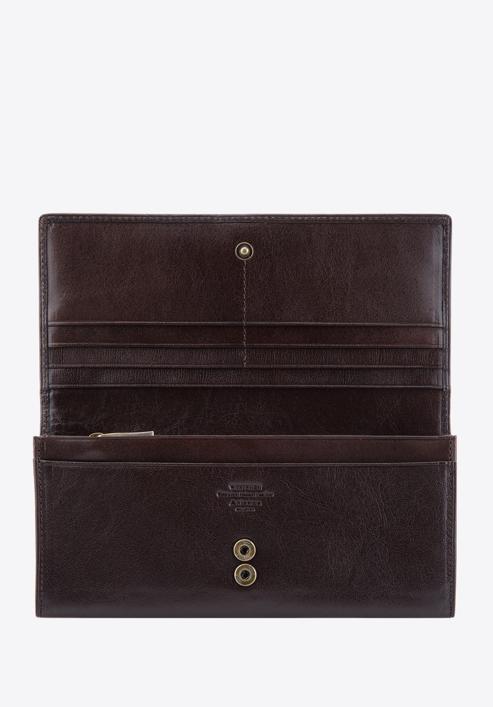 Damski skórzany portfel z herbem poziomy, brązowy, 10-1-333-3, Zdjęcie 2