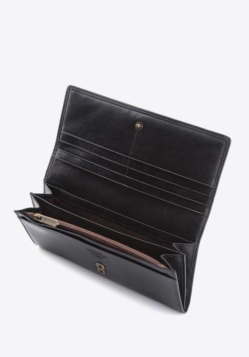 Damski skórzany portfel z herbem poziomy, czarny, 10-1-333-N, Zdjęcie 3