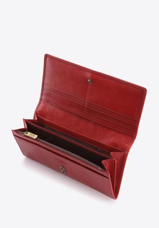 Damski skórzany portfel z herbem poziomy, czerwony, 10-1-333-3, Zdjęcie 1