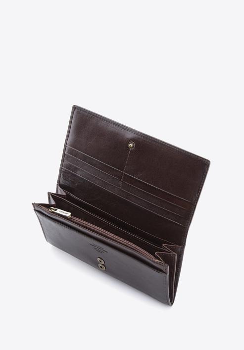 Damski skórzany portfel z herbem poziomy, brązowy, 10-1-333-4, Zdjęcie 3