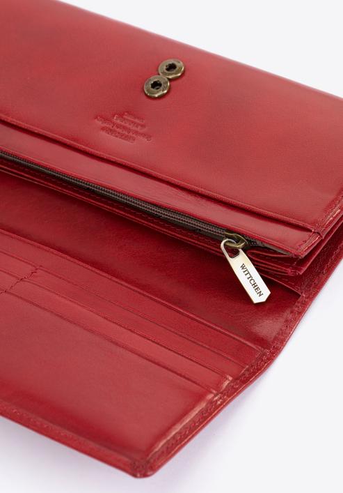 Damski skórzany portfel z herbem poziomy, czerwony, 10-1-333-3, Zdjęcie 8