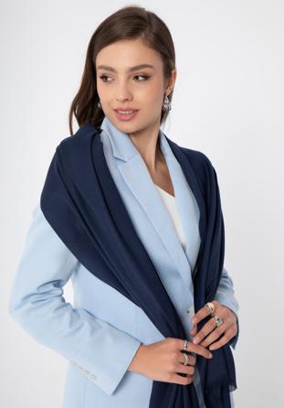 Elegant women's fringed scarf, navy blue, 98-7D-X10-X4, Photo 1