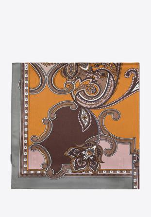 Women's silk patterned scarf, brown-grey, 95-7D-S05-X8, Photo 1