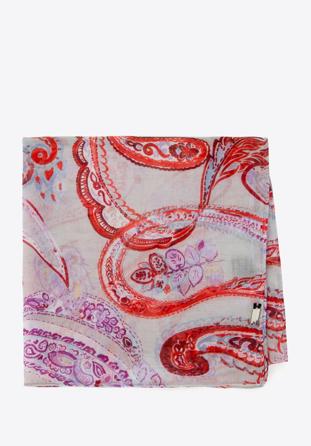 Women's patterned scarf, grey-red, 94-7D-X04-7, Photo 1
