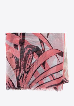 Damski szal w egzotyczny wzór, różowo-beżowy, 95-7D-X07-X1, Zdjęcie 1