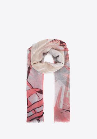 Women's scarf with an exotic pattern, pink-beige, 95-7D-X07-X1, Photo 1