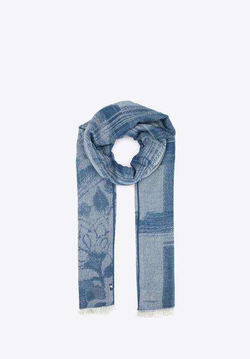 Women's patterned scarf, blue-white, 95-7D-X14-R, Photo 2