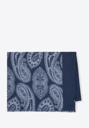 Women's patterned scarf, navy blue-blue, 95-7D-X03-X1, Photo 1
