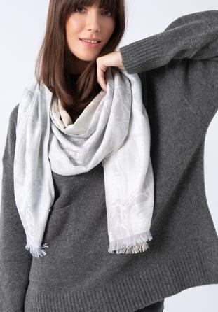 Women's patterned scarf, grey-beige, 97-7F-X12-X1, Photo 1