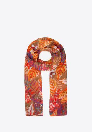 Women's scarf with exotic pattern, brown-orange, 94-7D-X07-1, Photo 1