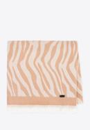 Women's zebra print scarf, beige-white, 95-7F-006-9, Photo 1