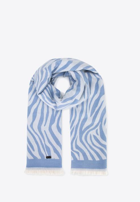 Women's zebra print scarf, blue-white, 95-7F-006-9, Photo 2