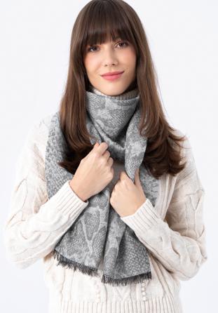 Women's animal print scarf, grey, 97-7F-X16-X2, Photo 1
