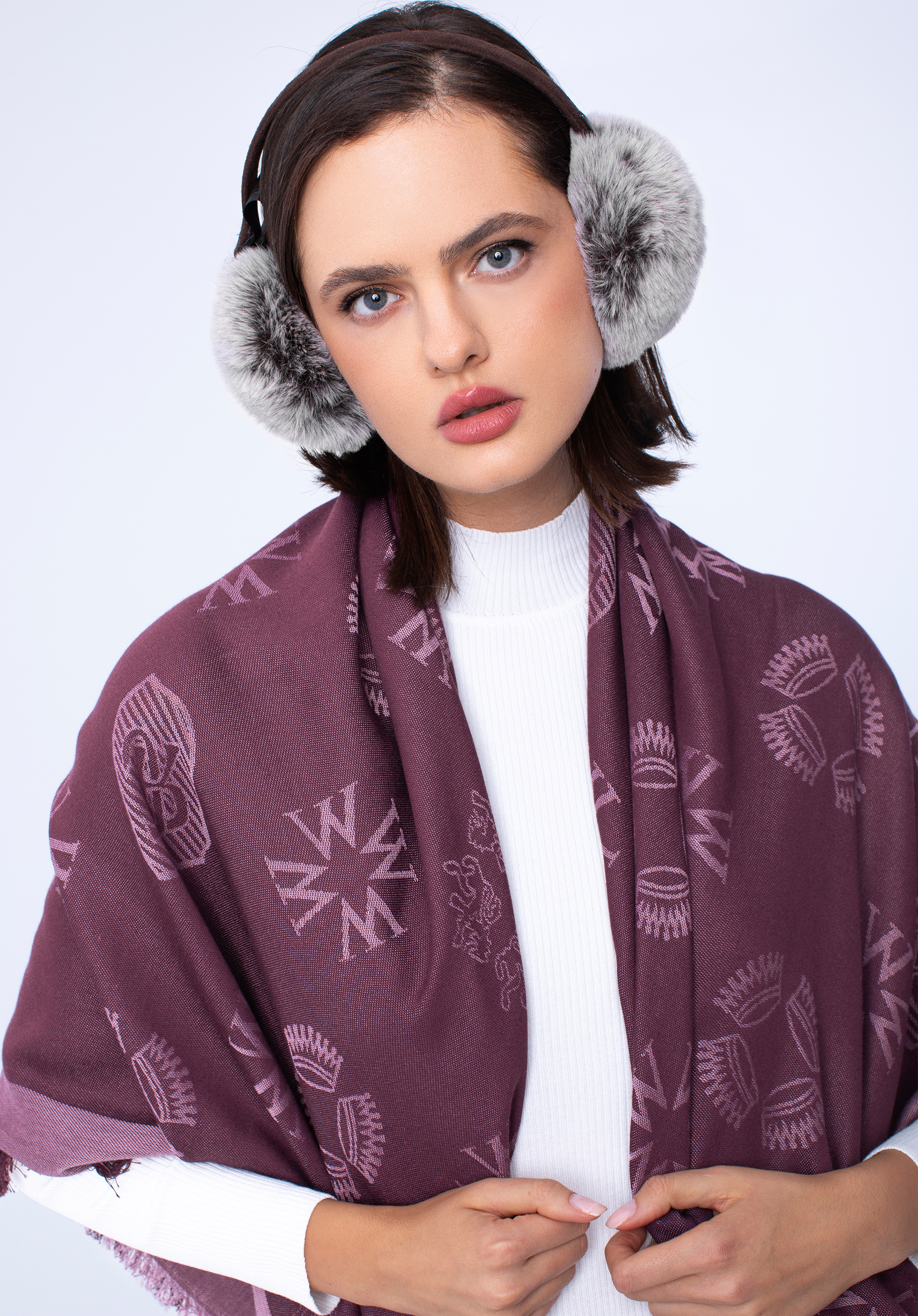 Damskie nauszniki proste, czarny, 97-HF-018-1, Zdjęcie 1