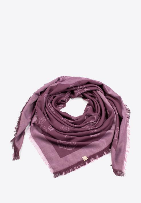 Women's monogram scarf, violet, 97-7D-002-V, Photo 3