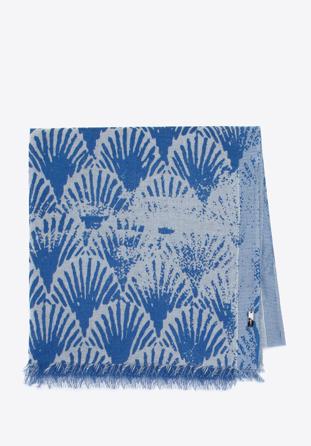 Damski szal z bawełny dwustronny, niebieski, 95-7D-X02-7, Zdjęcie 1