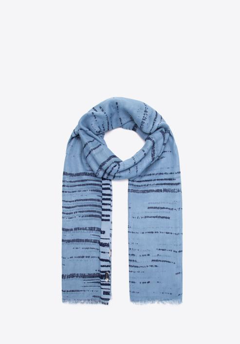 Women's patterned cotton scarf, navy blue-blue, 97-7D-X01-X1, Photo 2