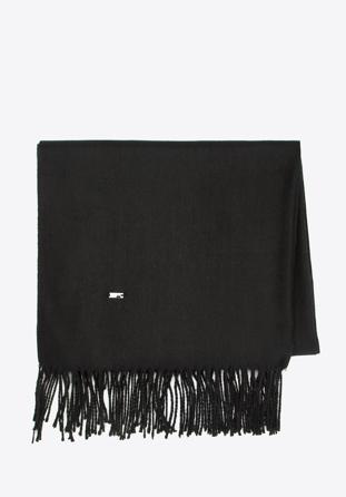 Women's fringed scarf, black, 94-7D-X90-1, Photo 1