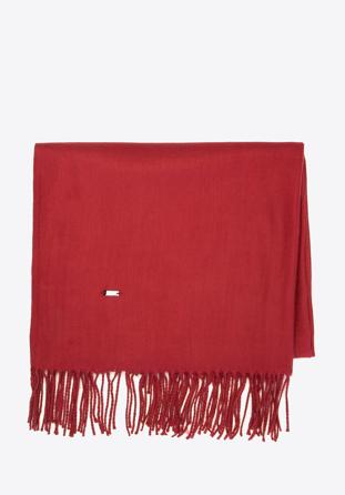 Women's fringed scarf, burgundy, 94-7D-X90-2, Photo 1