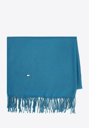 Women's fringed scarf, blue, 94-7D-X90-N, Photo 1