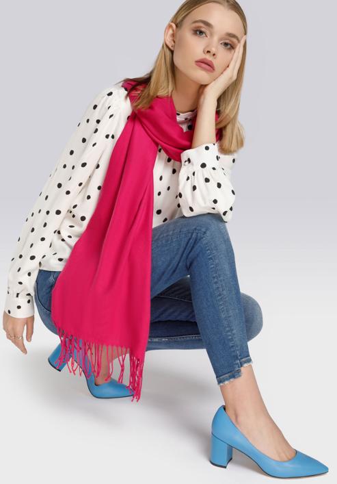 Women's fringed scarf, pink, 94-7D-X90-4, Photo 10