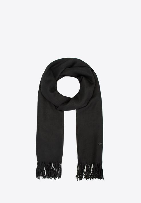 Women's fringed scarf, black, 94-7D-X90-4, Photo 2