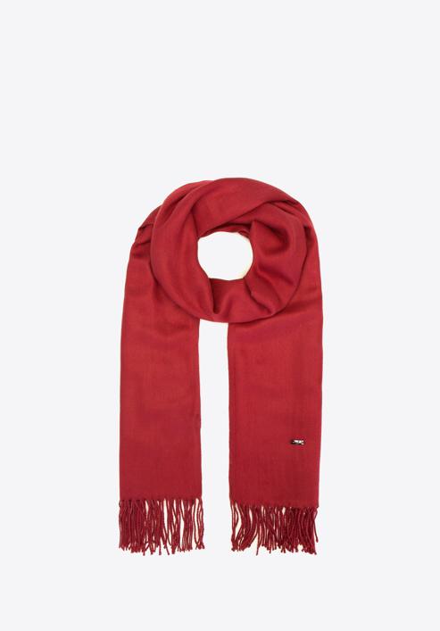 Women's fringed scarf, burgundy, 94-7D-X90-4, Photo 2