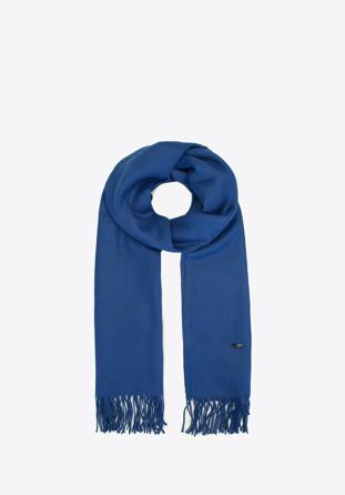 Women's fringed scarf, cornflower blue, 94-7D-X90-7, Photo 1