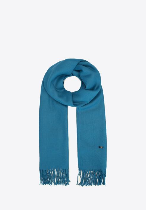 Women's fringed scarf, blue, 94-7D-X90-N, Photo 2