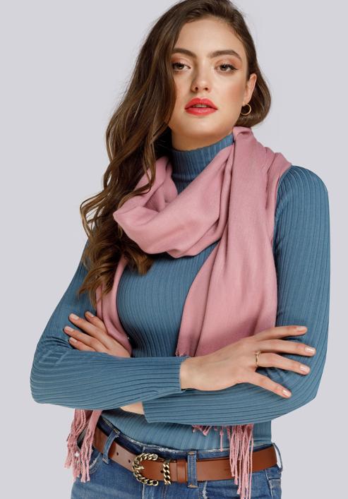 Women's fringed scarf, light pink, 94-7D-X90-N, Photo 20