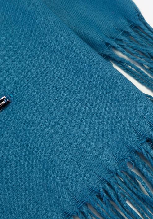Women's fringed scarf, blue, 94-7D-X90-N, Photo 3