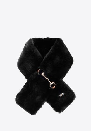 Women's faux fur winter scarf, black, 95-7F-001-1, Photo 1