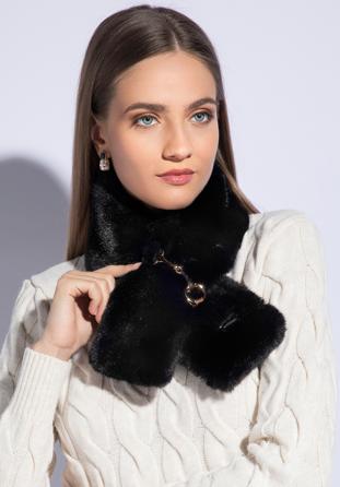 Women's faux fur winter scarf, black, 95-7F-001-1, Photo 1