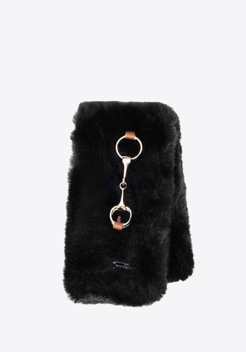 Women's faux fur winter scarf, black, 95-7F-001-1, Photo 2