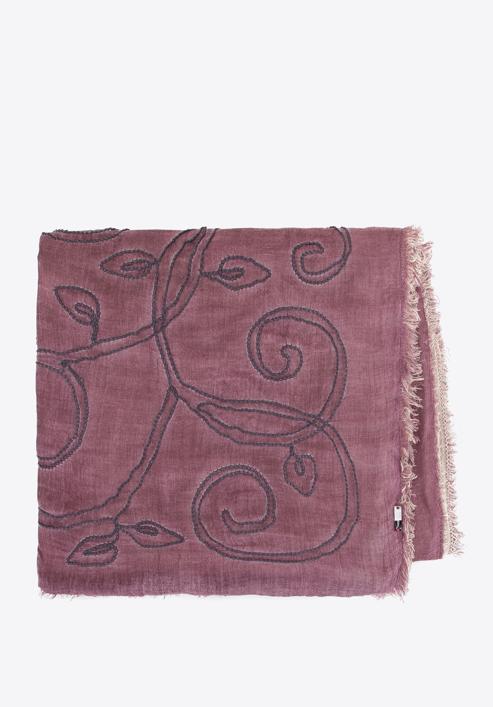 Women's reversible patterned scarf, violet-beige, 95-7D-X12-6, Photo 1